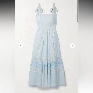 LoveShackFancy Ayala Crochet Lace Trimmed Cotton Midi